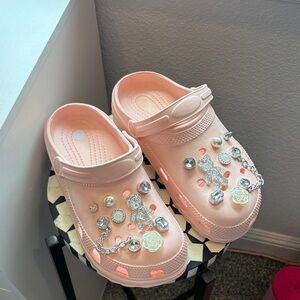 Woman’s Pink Clog Shoes with Charms